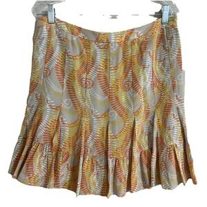 Y2K Silk Pleated Ruffle Above Knee Skirt Womens 12 Retro Playful Preppy Coquette